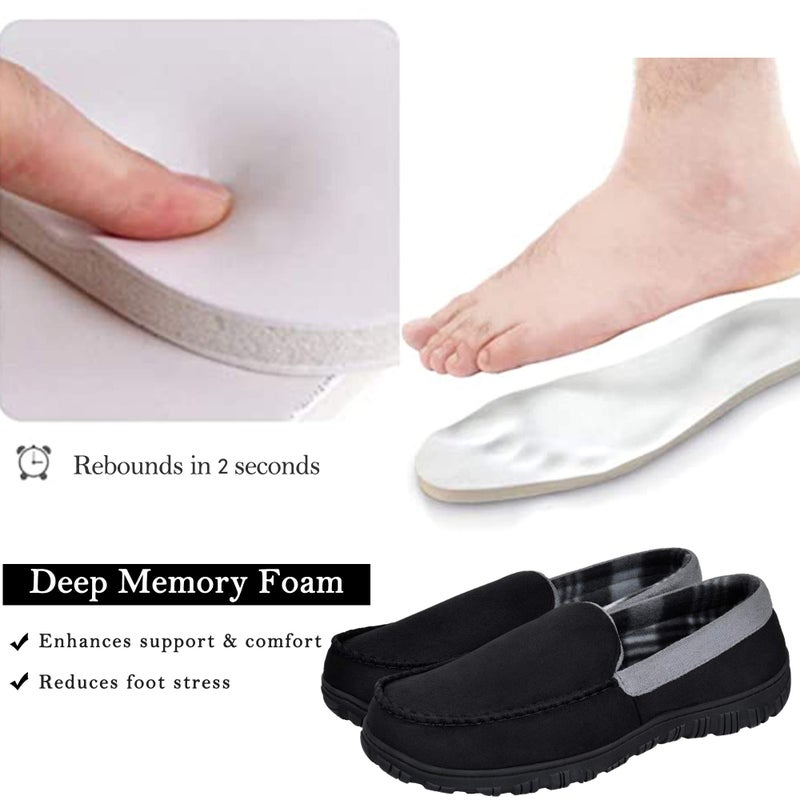 MIXIN Slippers for Men House Shoes Moccasin with Comfortable Memory Foam Indoor Outdoor black grey 12 - Image 3